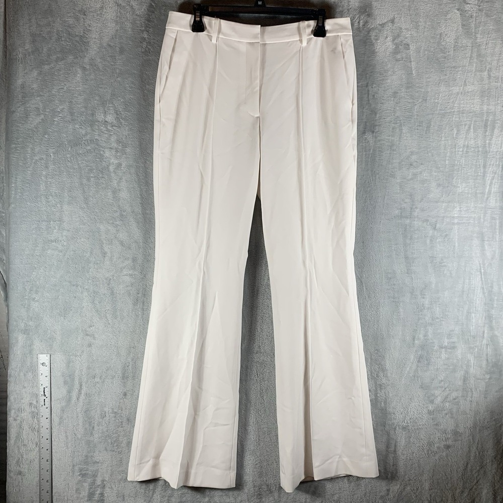 DKNY Women's Pants 8 White Slim Flare Leg Full Length Trousers Office Career